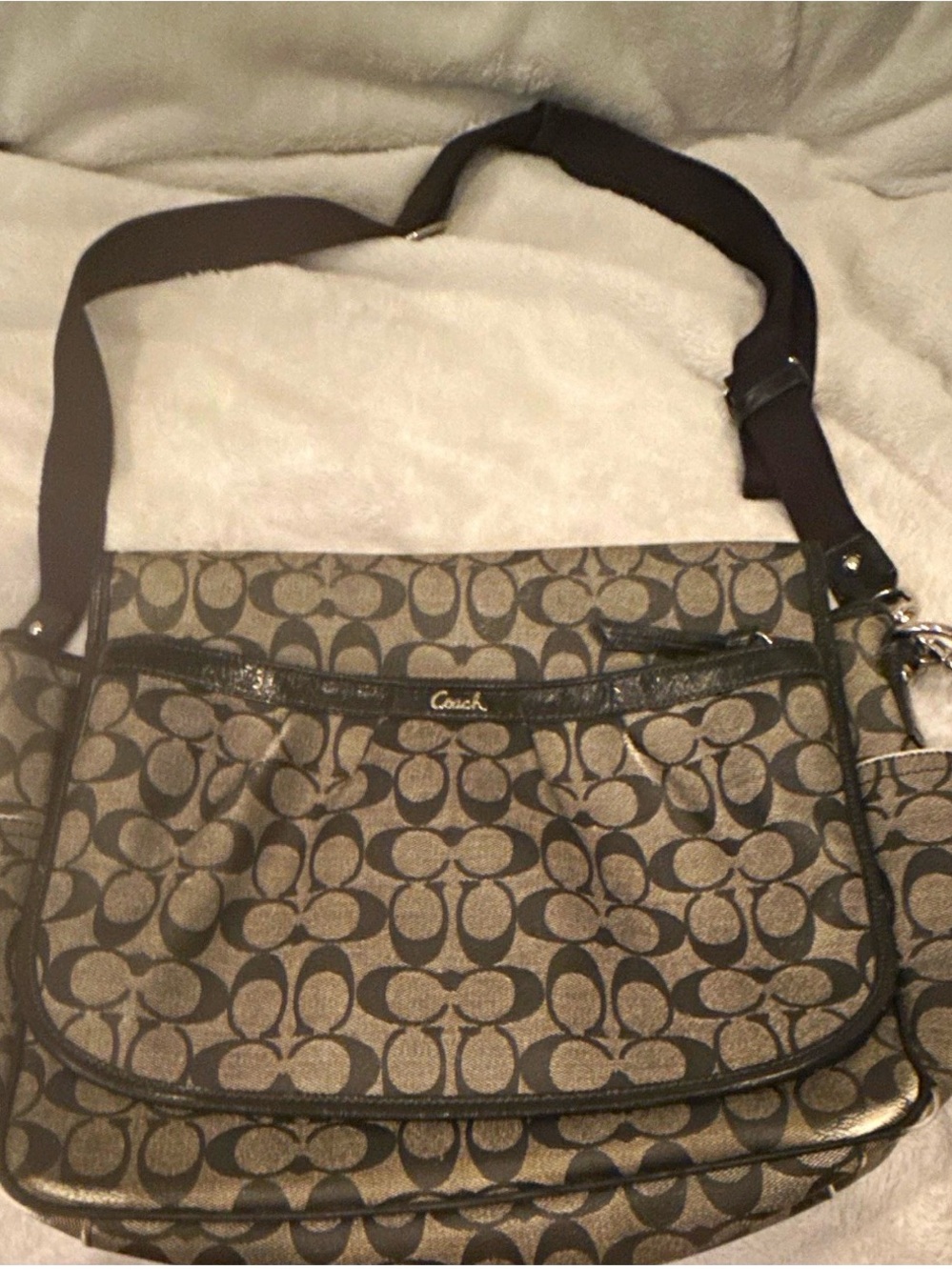 Coach Signature Jacquard Crossbody Messenger Bag Brown